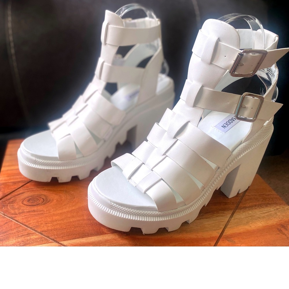 Steve Madden White Platform Sandals